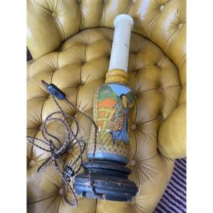 Asian Painted Wood Lamp
