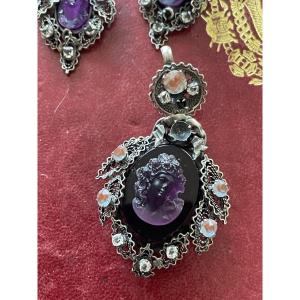 19th Century Silver And Amethyst Set 