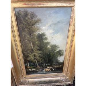 Pair Of Barbizon Paintings By A. Saunier B