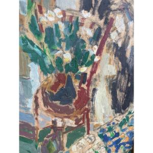 Chair And Bouquet Of Flowers 