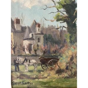 Horse And Cart By Georges Lattes 