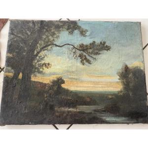 River And Sea Landscape By Louis Auguste Auguin 
