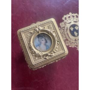 Gilded Brass Box And Miniature