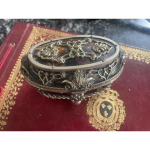 18th Century Tortoiseshell And Silver Jewelry Box