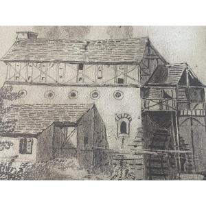 Mill And River Drawing 