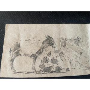Orientalist Drawing With Donkey