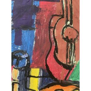 Still Life With Guitar By Pierre Ambrogiani 