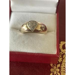 Women's Gold And Diamond Bangle Ring 