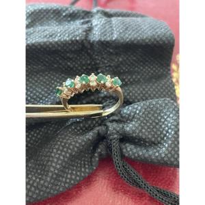Half-gold Wedding Band Set With Emeralds And Brilliants 