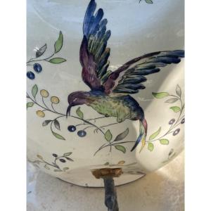 Fountain And Its Clery Logchamp Earthenware Basin 