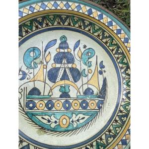 Oriental Dish With Boat Decoration 