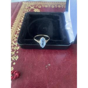 Gold And Aquamarine Shuttle Ring 