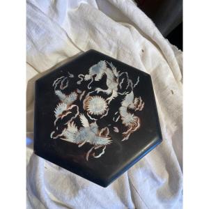 Asian Wooden And Mother-of-pearl Box 