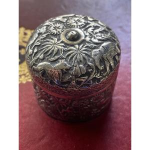 Silver Box With Animal Decor 