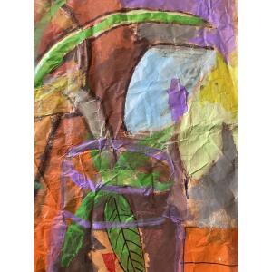 Oil Painting On Crumpled Paper By Georges Terzian 