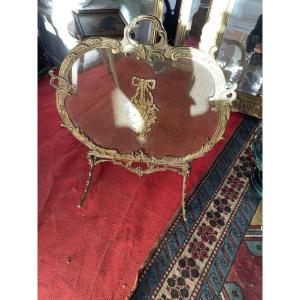 19th Century Gilt Bronze Fire Screen
