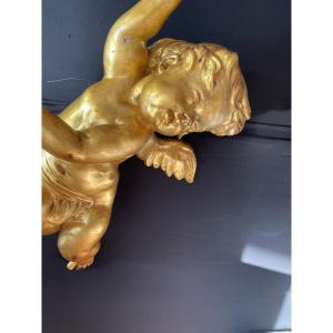Large Gilded Wooden Cherub 