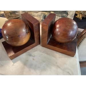 Art Deco Wooden Bookends 