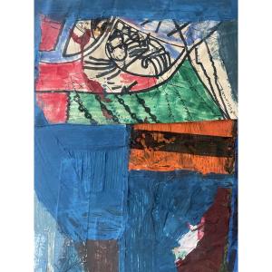 Painting By Terzian, Oil And Collage 