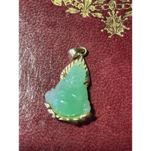 Gold And Jade Lucky Charm Pendant Buddha 