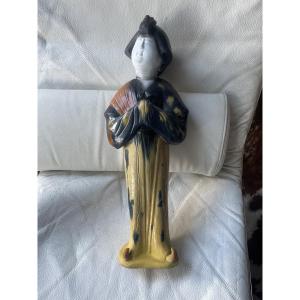 Japanese Glazed Terracotta Sculpture 