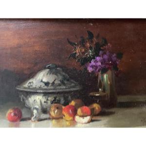 Apples And A Bouquet Of Flowers 