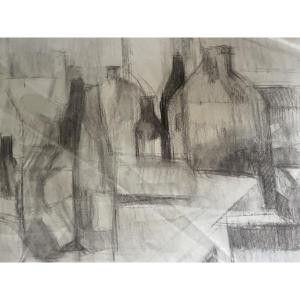 Cubist Drawing Of The Bottles