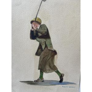 The Golfer In Action By F. Desbois 
