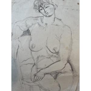 Drawing Of The Seated Nude Model 
