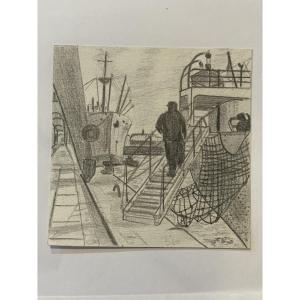 Drawings Of Boats In The Port 