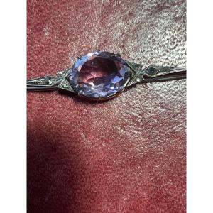 Silver Amethyst Brooch 