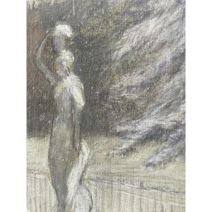 Pastel Statue In The Snow 