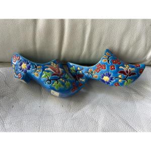 Pair Of Longwy Enamel Clogs 