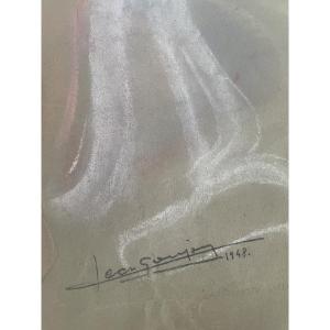 Pastel Of A Female Nude By Jean Goujon 