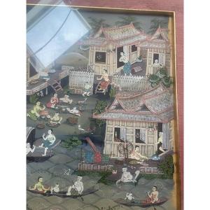 Indo-persian Painting: Lively Village