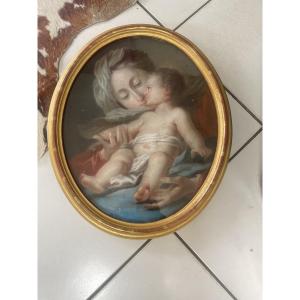 Pastel Virgin And Child