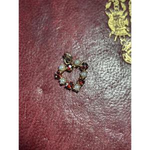 Gold Heart Pendant With Pearls And Garnets
