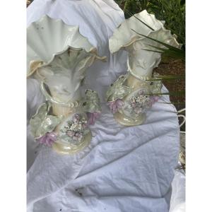 Pair Of Brianchon Porcelain Vases