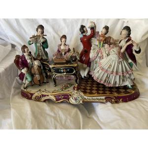 German Porcelain: Group Of Musicians And Dancers