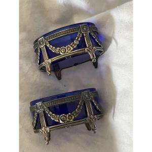 Silver And Blue Crystal Salt Shakers