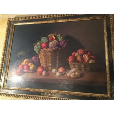 Still Life With Pomegranate Fruits, Watermelon, Grapes