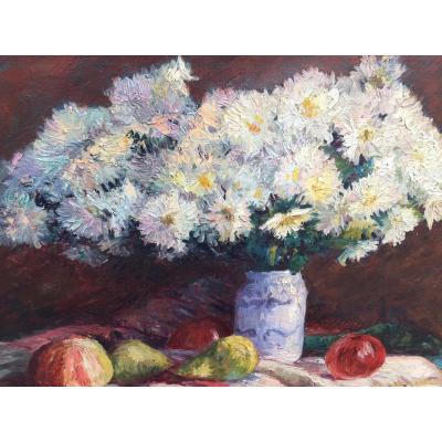 Still Life Flowers And Fruits