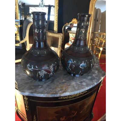 Pair Of Cloisonne Vases XIXth