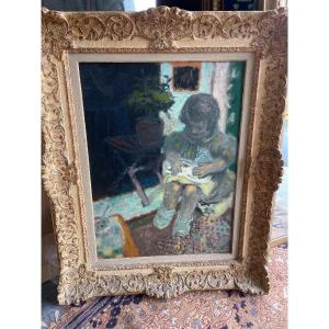 Little Girl With A Kitten By Bollaert