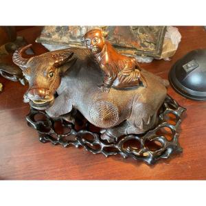 Buffle Asiatique Bois XIXeme 