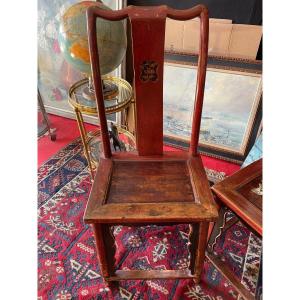 Pair Of 18th Century Chinese Red Lacquered Chairs