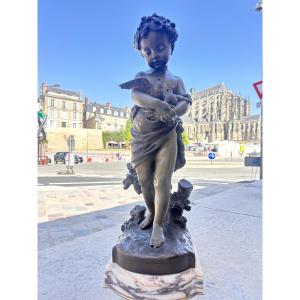 Bronze Child With Birds