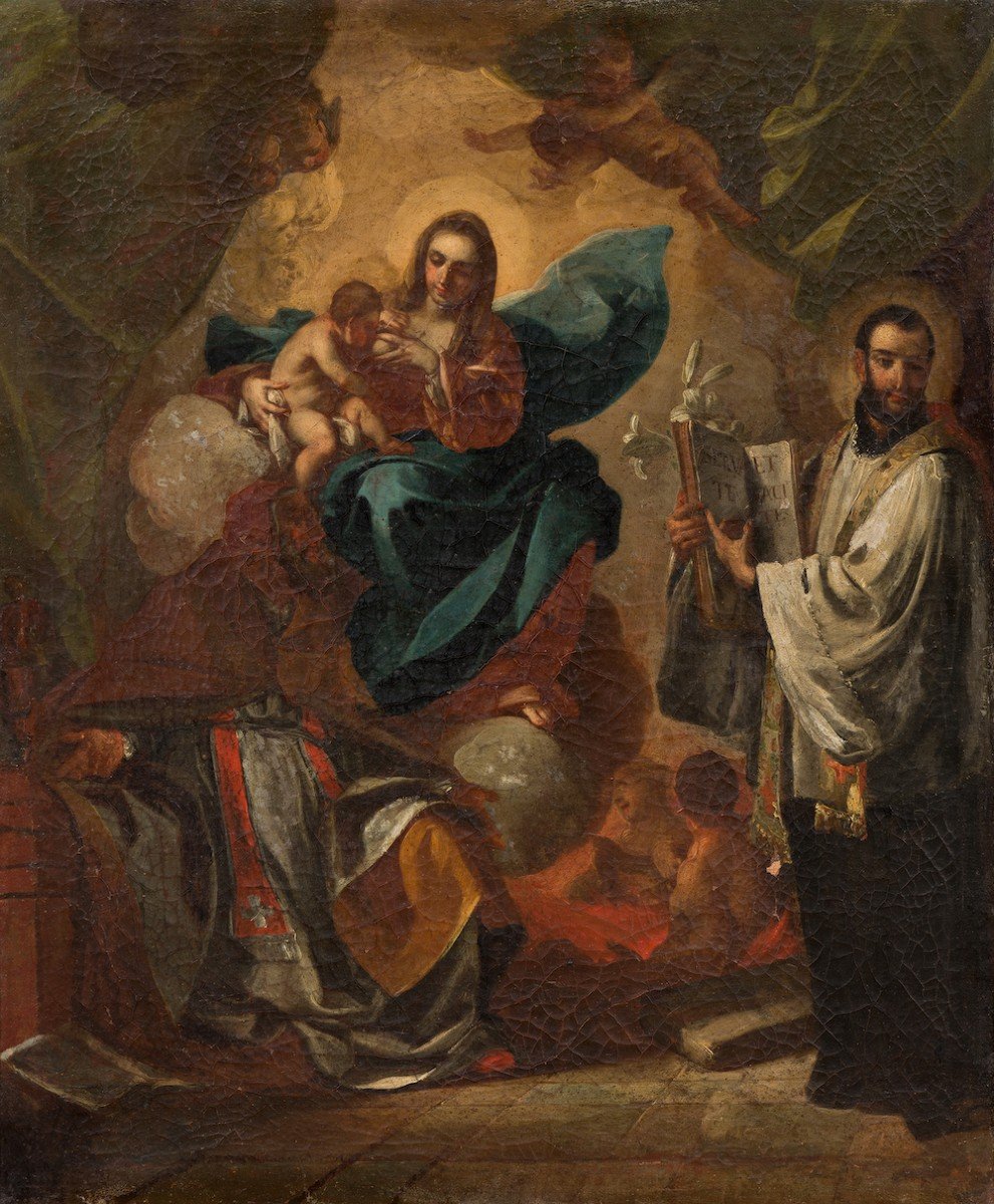 Scuola veneta del XVII secolo  Madonna col Bambino e i santi Gaetano da Thiene e Gregorio Magno