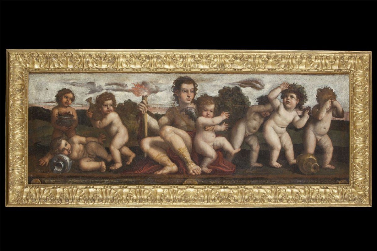 Francesco Brizio, ambito (Bologna 1574-1623) Scena allegorica con gioco di putti