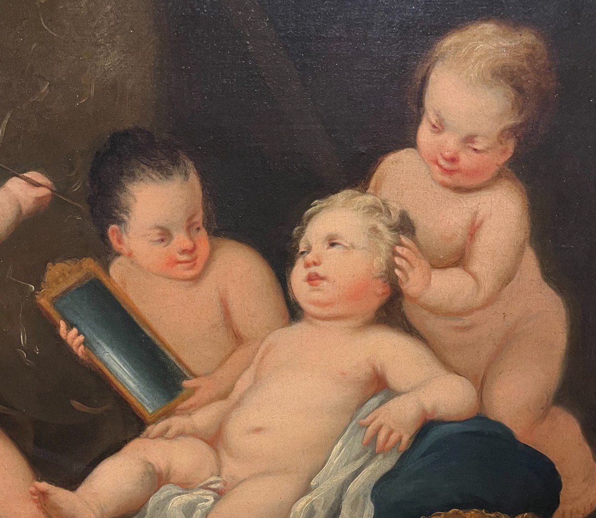 Scuola italiana della fine del XVIII secolo  Allegoria della pittura con gioco di putti-photo-3